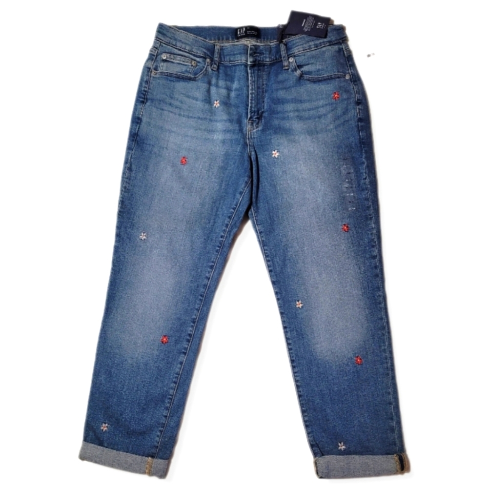 Gap blue jeans with flower design size 10/30